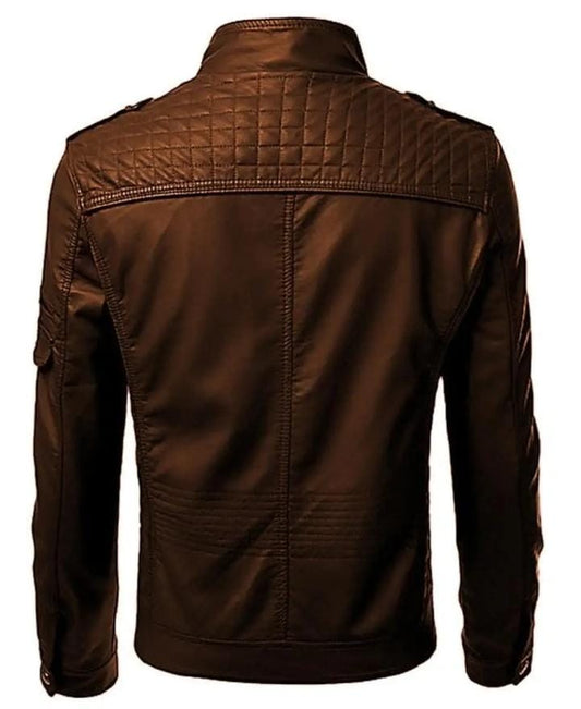 Vintage Brown Leather Jacket - Moto Jacket For Men