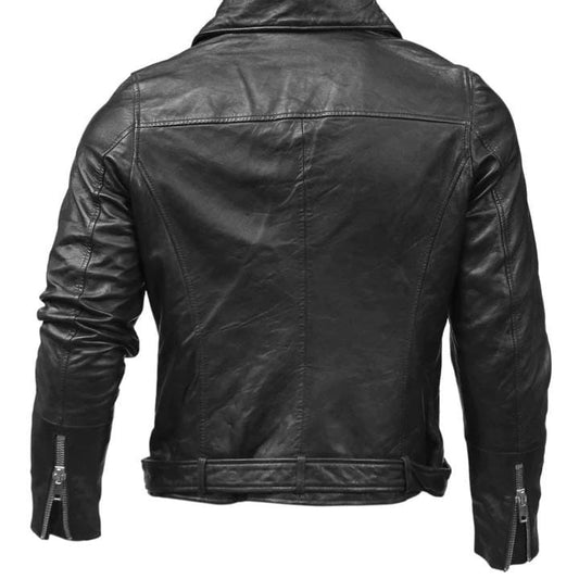 Vintage Bomber Polo Leather Jacket For Women - Black